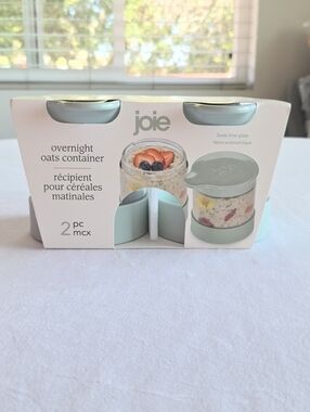 JOIE Overnight Oats Glass Container 2PC SET Green NWT